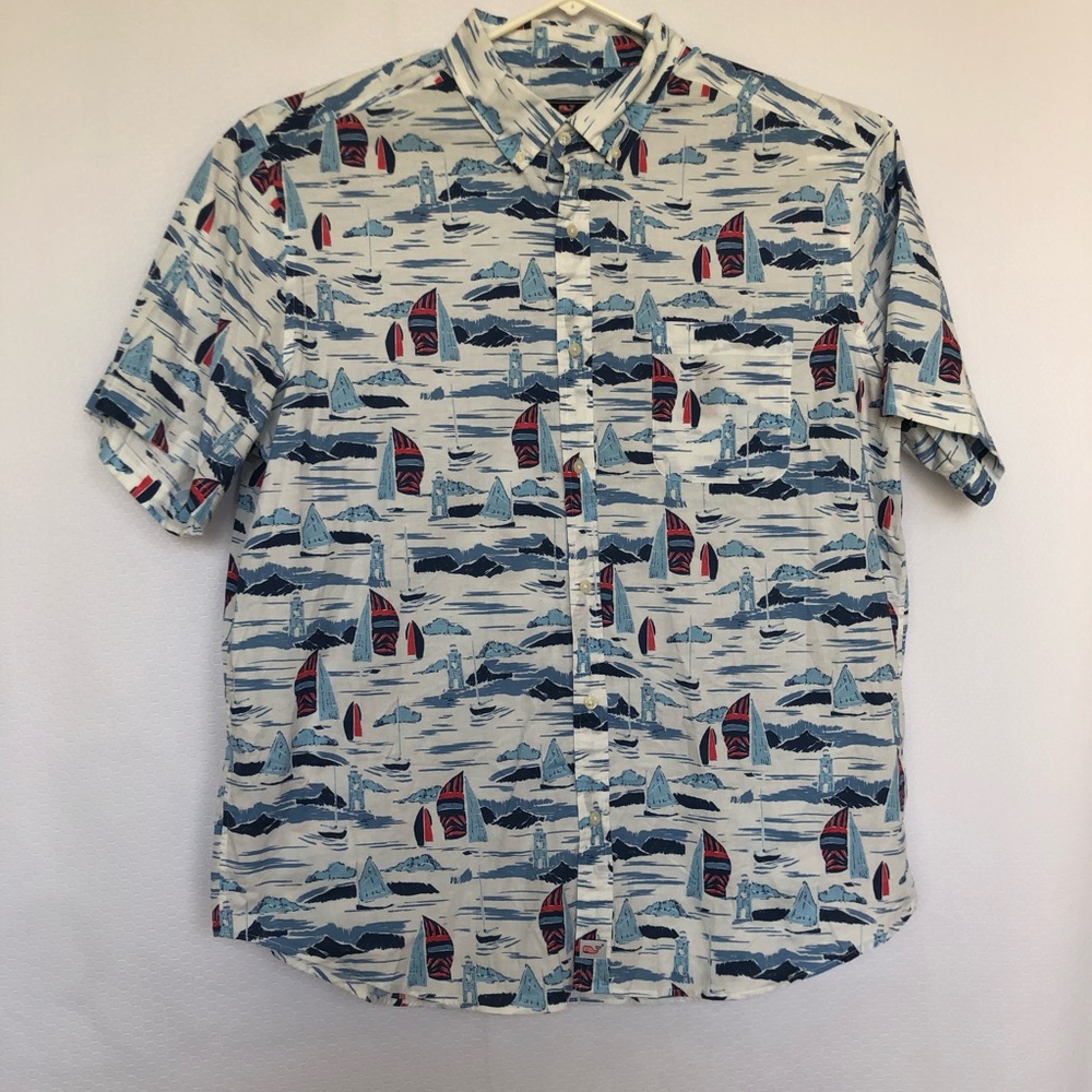 Vineyard Vines Men Shirt Classic Fit Murray Sail Boat Yacht Regatta Size 2XL.